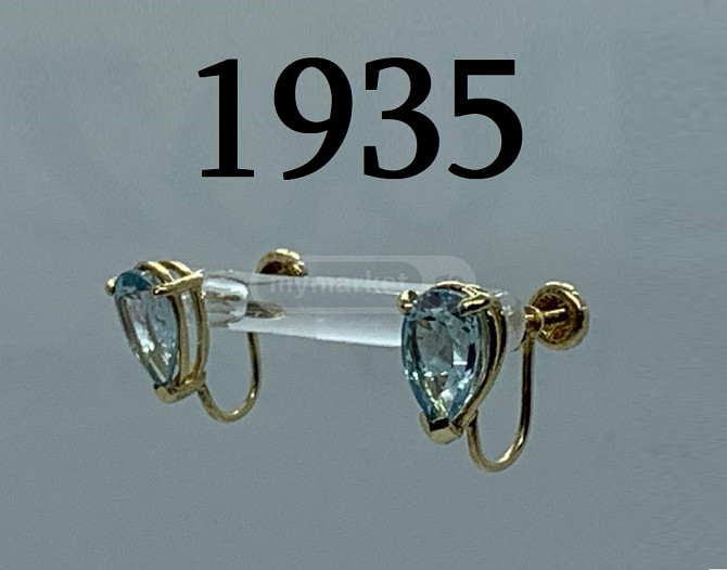 1935 Antique gold earring with topaz Tbilisi - photo 2