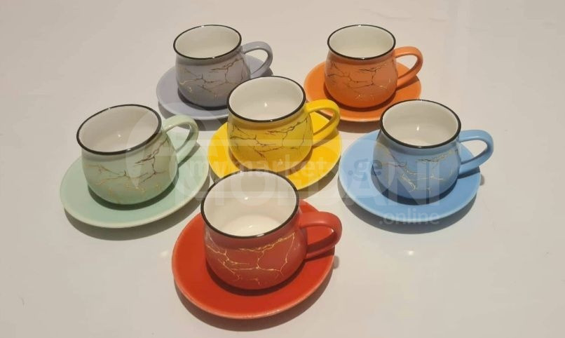 Цветные кофейные чашки (осажденные) материал: керамика Тбилиси - изображение 2