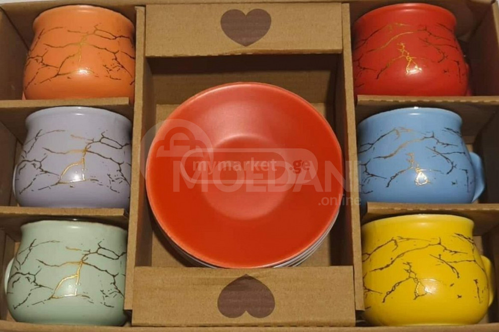 Цветные кофейные чашки (осажденные) материал: керамика Тбилиси - изображение 1