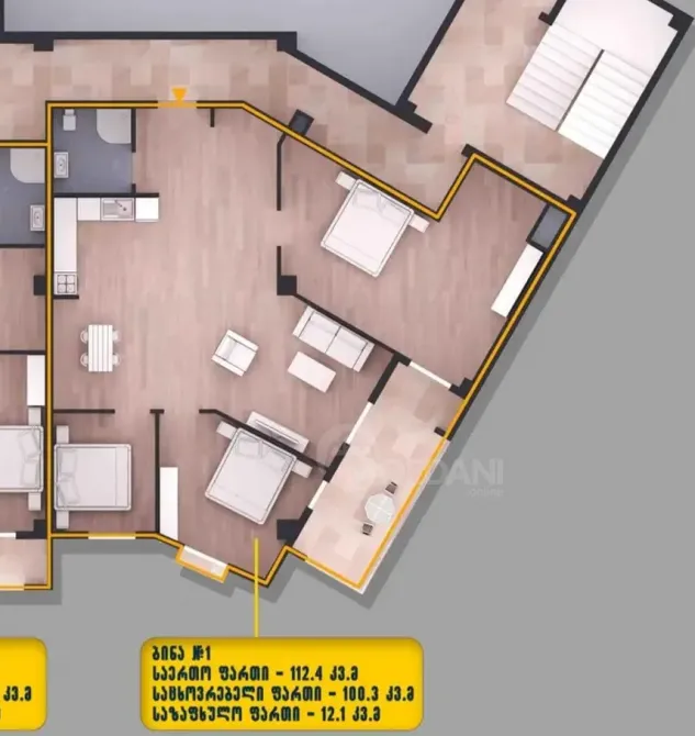 იყიდება 4 ოთახიანი ბინას 92მ² 6/8 სართ თბილისი - photo 4