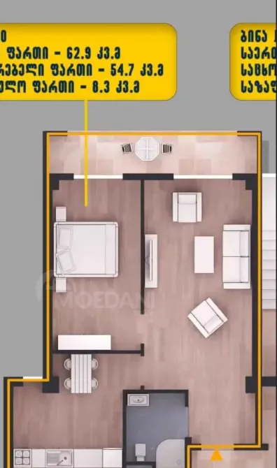 იყიდება 4 ოთახიანი ბინას 92მ² 6/8 სართ თბილისი - photo 3