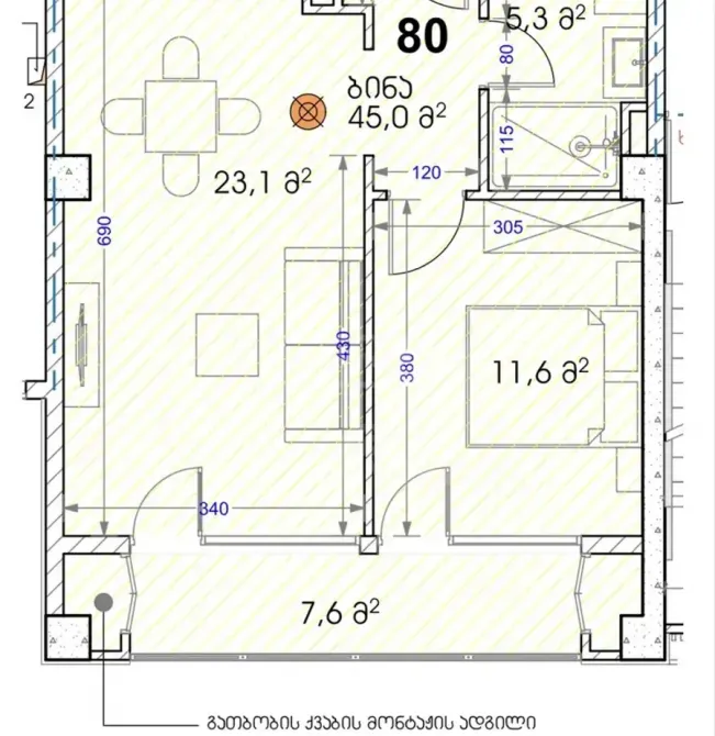 იყიდება 2 ოთახიანი ბინას 53მ² 11/11 სართ თბილისი - photo 14