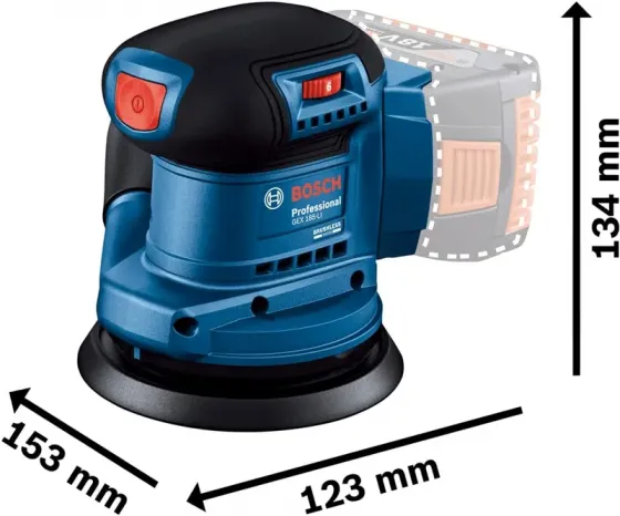 Ვიბროსახეხი Bosch GEX 185-LI 06013A5020 (6000 - 10000 rpm, 18V) თბილისი