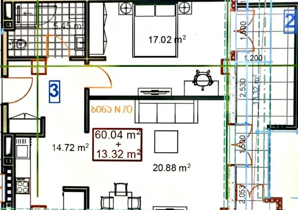 იყიდება 2 ოთახიანი ბინას 73.45მ² 8/15 სართ თბილისი - photo 10