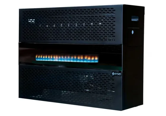 80-100 მ² გაზის გამათბობელი ბუხრის ეფექტითა და იტალიური მექანიზმით Ersel 10 Ehs9000Kcs შავი თბილისი