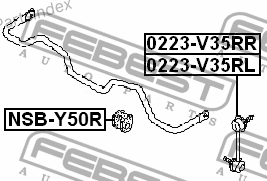 სტაბილიზატორის მილისა (სუხოის რეზინა, ვტულკა) suhois vtulka Febest NSBY50R თბილისი
