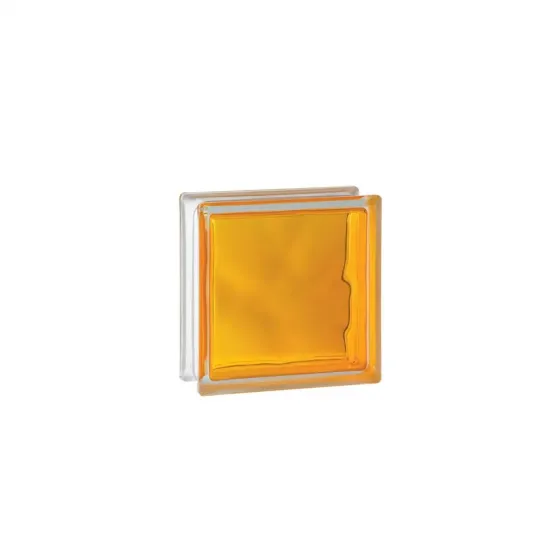 (19x19x8cm) Glass Block Brilly Yellow Wave Tbilisi