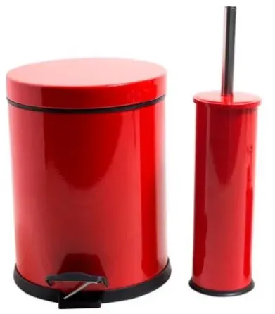 Набор из мусорного ведра и ёршика для унитаза, красный. Тбилиси