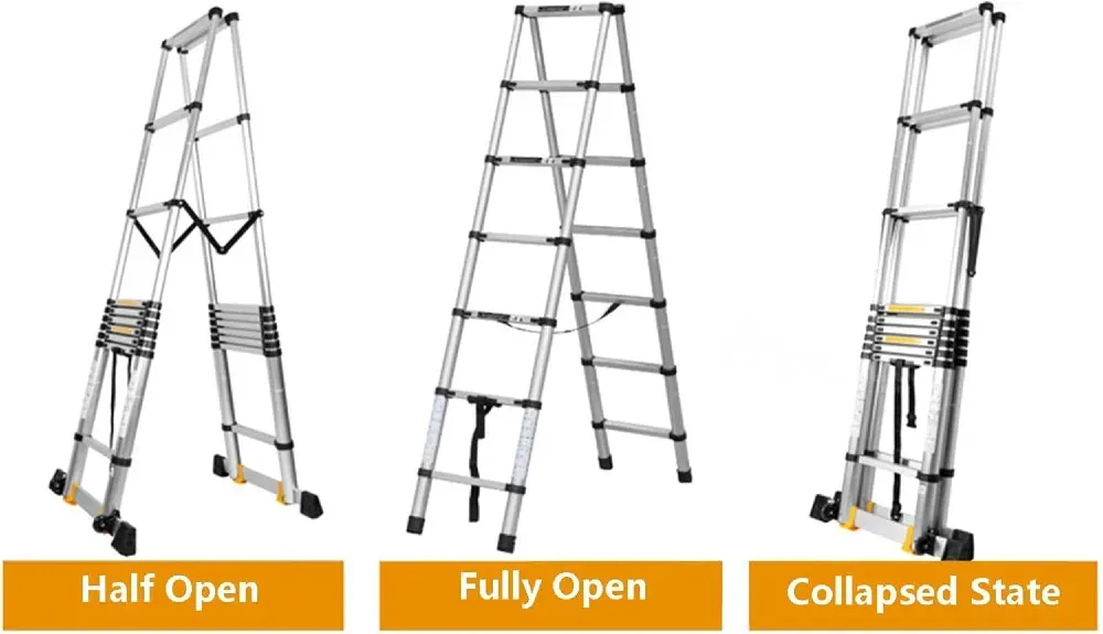 Ალუმინის ორმხრივი ტელესკოპური კიბე პეტლით 3.2x3.2მ (14423-7) თბილისი - photo 2