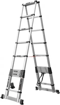 Ალუმინის ორმხრივი ტელესკოპური კიბე პეტლით 2.6x2.6მ (14423-6) თბილისი