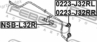 სტაბილიზატორის მილისა (სუხოის რეზინა, ვტულკა) suhois vtulka Febest NSBL32R თბილისი