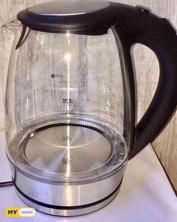 Стеклянный электрический чайник с синей подсветкой Тбилиси