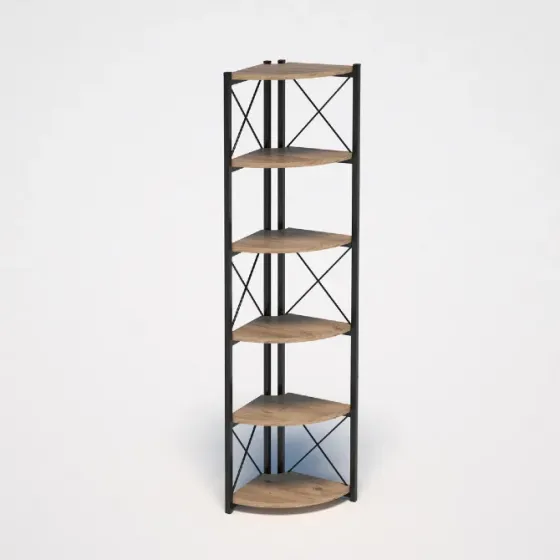 Угловая шестиярусная полка с текстурой сосны. Тбилиси