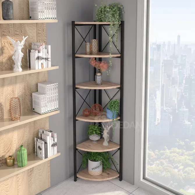 Угловая шестиярусная полка с текстурой сосны. Тбилиси - изображение 1