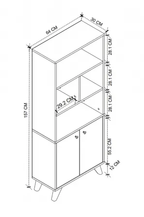 Книжный шкаф BF-663 (157*64*30 см) Тбилиси