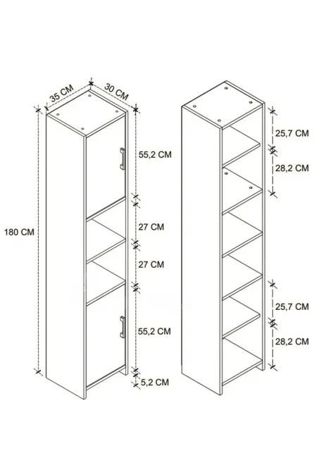 6-ярусный многофункциональный шкаф BF-784 (180x35 см) Тбилиси - изображение 3
