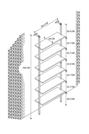 Настенная полка Bofigo на 6 ярусов, белая (183*60,2*20 см) Тбилиси