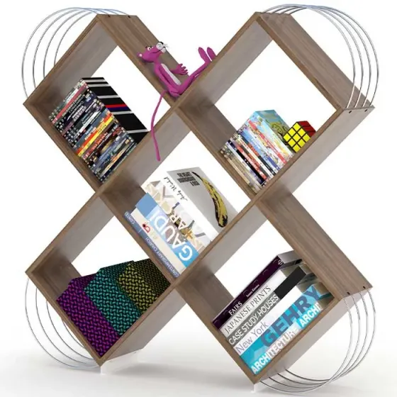 Полка для гостиной Comfort Room ASE, книжный шкаф (орех-хром), Rf170401 (120*25*120 см) Тбилиси