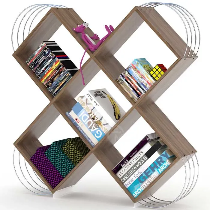 Полка для гостиной Comfort Room ASE, книжный шкаф (орех-хром), Rf170401 (120*25*120 см) Тбилиси - изображение 2