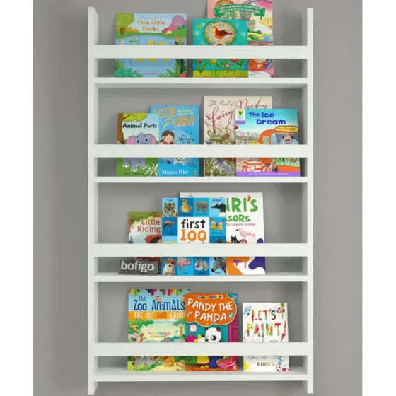 Четырехъярусная настенная книжная полка (120*74*10 см, белая) Тбилиси