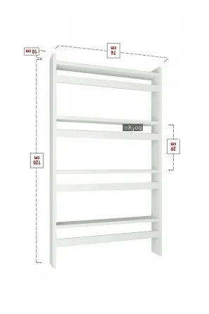 Четырехъярусная настенная книжная полка (120*74*10 см, белая) Тбилиси