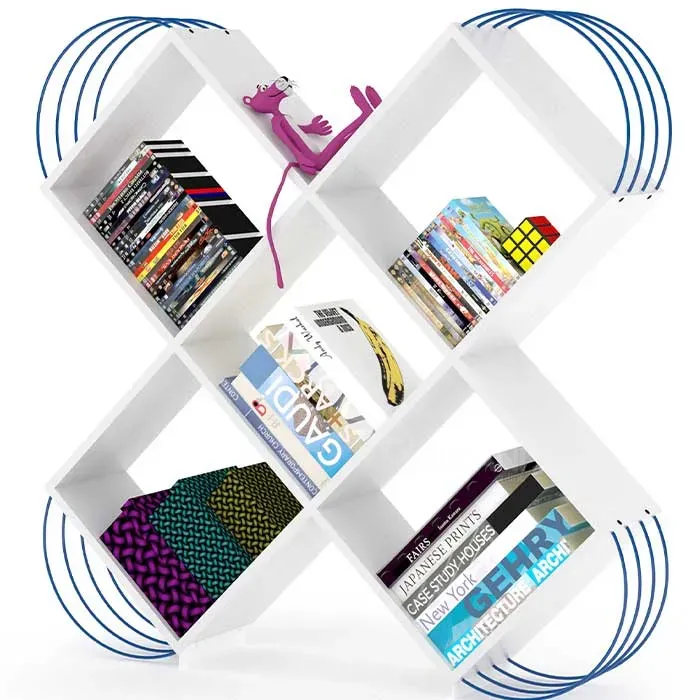 Полка для гостиной Comfort Room ASE, книжный шкаф (бело-синий) Rf170406 (120*25*120 см) Тбилиси - изображение 1