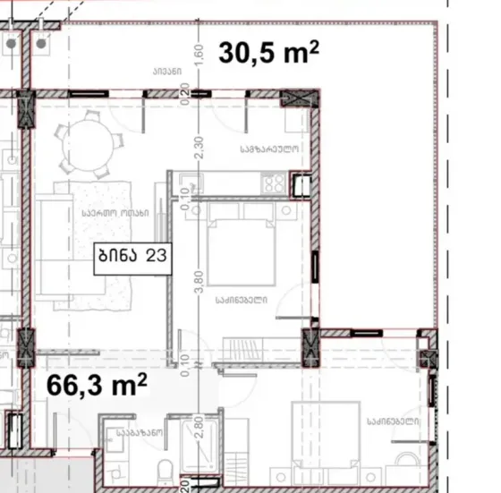 იყიდება 3 ოთახიანი ბინას 96.8მ² 3/11 სართ თბილისი