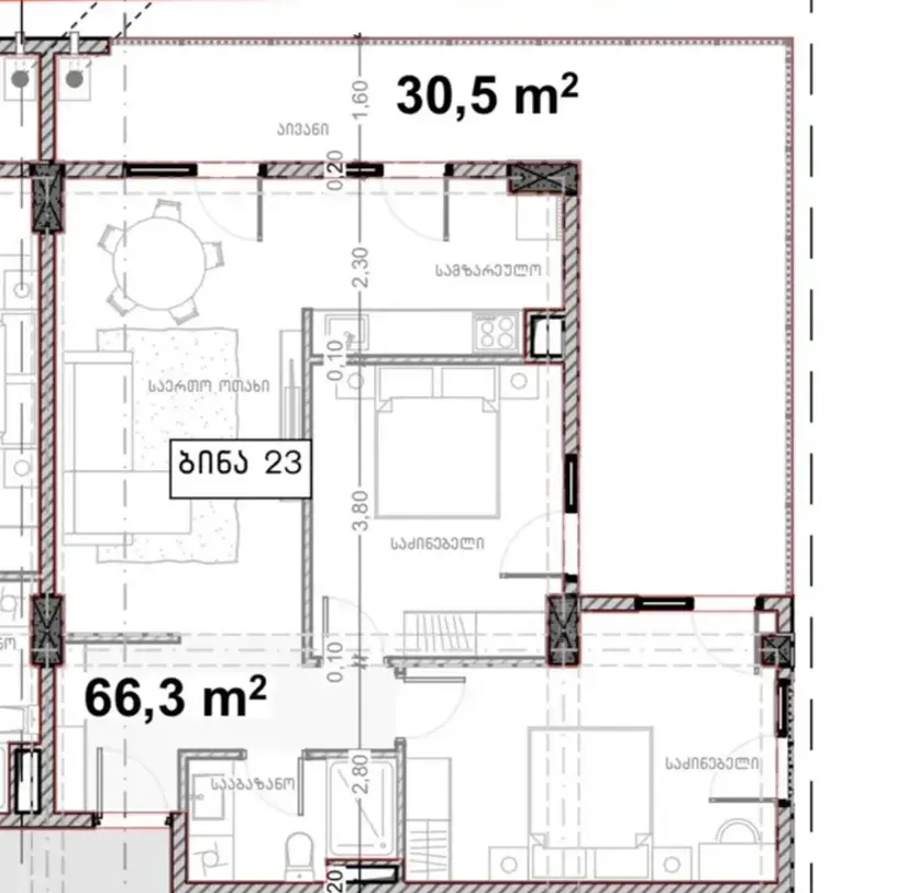 იყიდება 3 ოთახიანი ბინას 96.8მ² 3/11 სართ თბილისი - photo 1