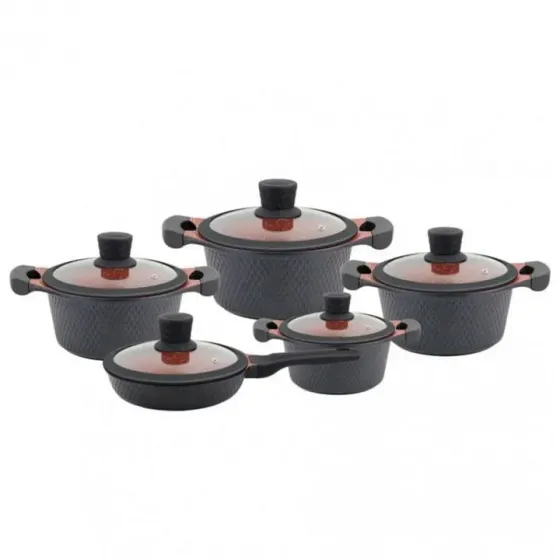 Ქვაბების 5 ცალიანი ნაკრები Hausroland A122 Black თბილისი