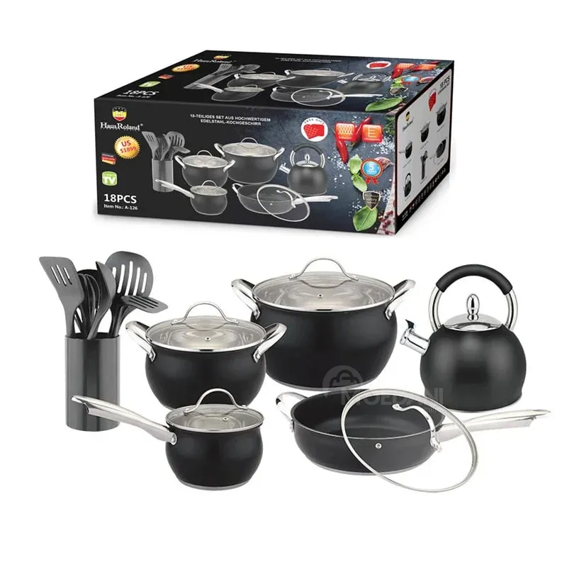 Სამზარეულოს ჭურჭლის 18 ცალიანი ნაკრები Hausroland HR-126-1 Black თბილისი - photo 1