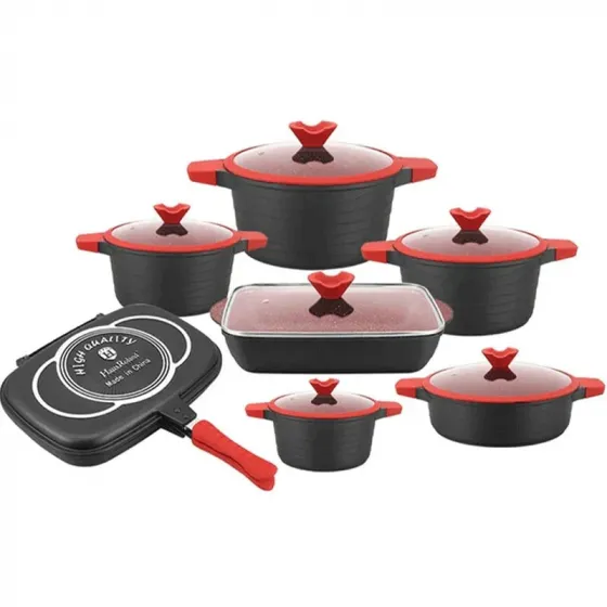 Ქვაბების 14 ცალიანი ნაკრები Hausroland HR-132-2 Black თბილისი