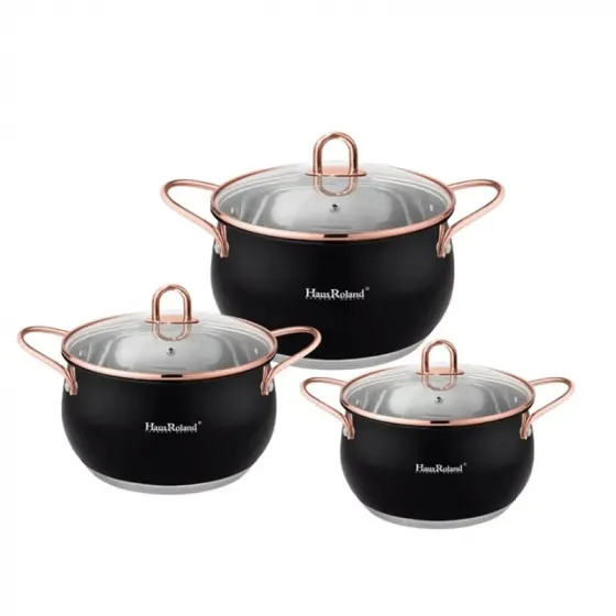 Ქვაბების ნაკრები 3 ცალი Hausroland HR-109-2 Black თბილისი