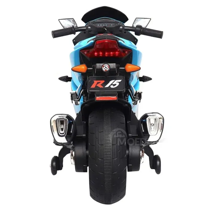 Საბავშვო ელექტრო მოტოციკლეტი R15Blu კაუჩუკის საბურავებით/ტყავის სავარძლით თბილისი - photo 4