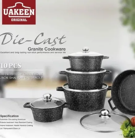 10 ცალიანი გრანიტის ქვაბების ნაკრები თბილისი