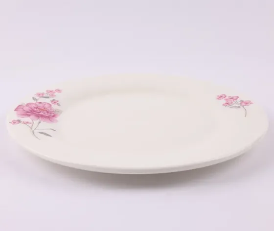 Მრგვალი ფორმის კერამიკის თეფში, რომელიც გამოირჩევა ვარდისფერი დეკორით და 23 სმ დიამეტრით. თბილისი