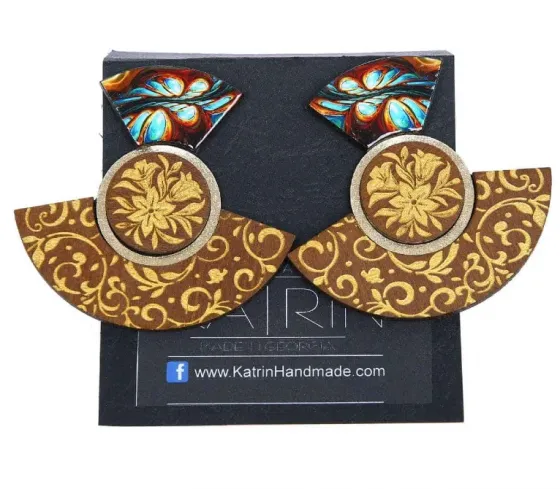 Ხის ოქროსფერი საყურე თბილისი