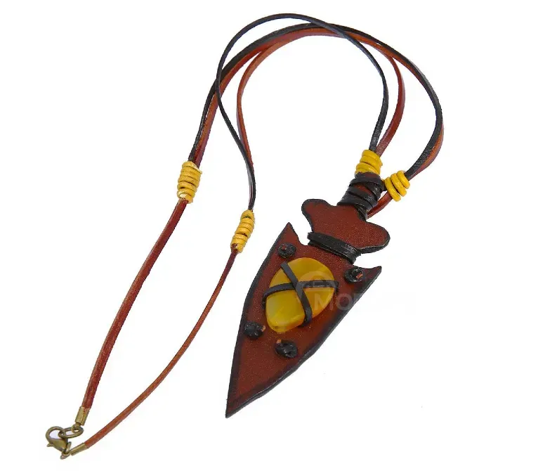 Ტყავის ყელსაბამი ქარვის ქვით თბილისი - photo 1