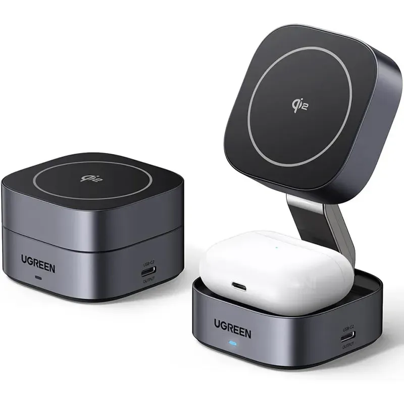 Უსადენო დამტენი Ugreen W702 (35316) Magflow QI2, 25W, Magnetic Foldable Charging Station, Dark Gray თბილისი - photo 1