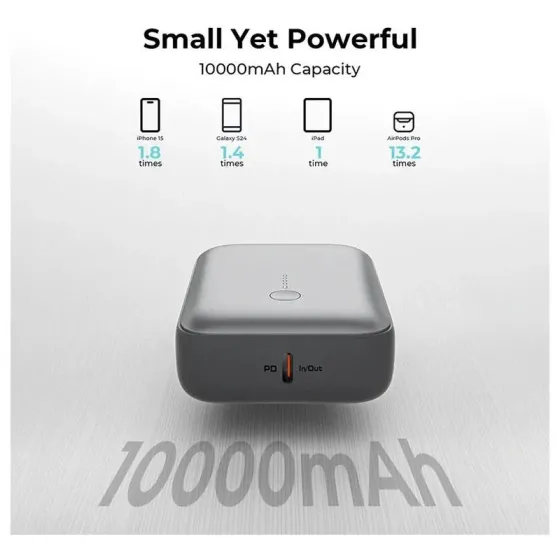 Პორტატული დამტენი Aukey PB-Y55 10000Mah 22.5W Storm Gray თბილისი