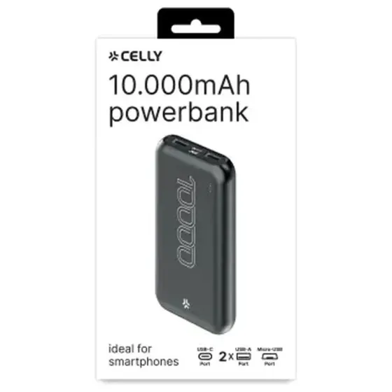 Პორტატული დამტენი (Power Bank) Celly Energy 10000Mah 10W შავი თბილისი