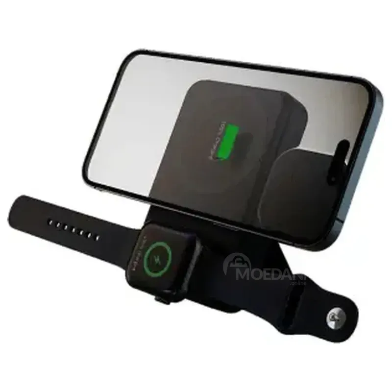 Პორტატული დამტენი Power Bank Celly 10W Wireless + Apple Watch Charger 10000Mah Magsafe შავი თბილისი - photo 1