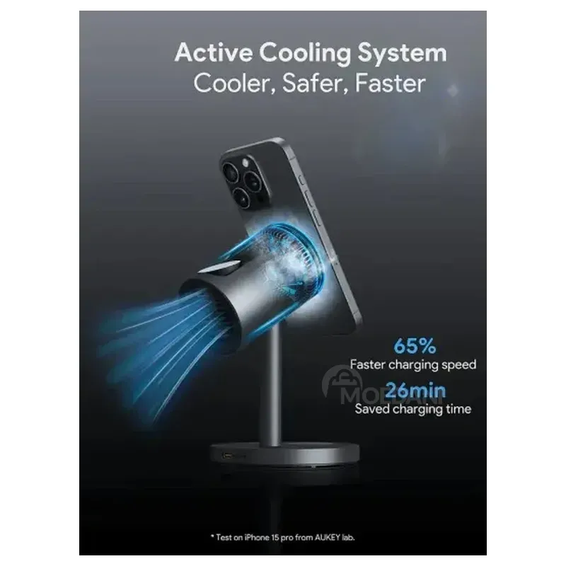 Უსადენო დამტენი სადგური 3-IN-1 Aukey LC-Mc311A Magfusion PRO QI2 15W აქტიური გაგრილებით, ნაცრისფერი თბილისი - photo 2