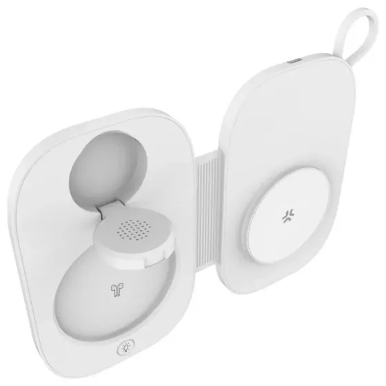Პორტატული დამტენი Celly Magsafe Charge Pocket 3In1, 15W უსადენო დამუხტვით, თეთრი თბილისი