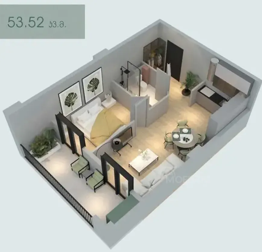 Продам 2-комн. квартиру 53.52м² 3/14 эт. Тбилиси - изображение 1