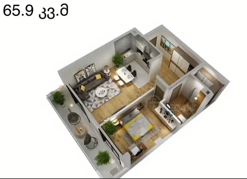 Apartments For Sale two-room 65.9м² 10/16 floor Tbilisi - photo 1