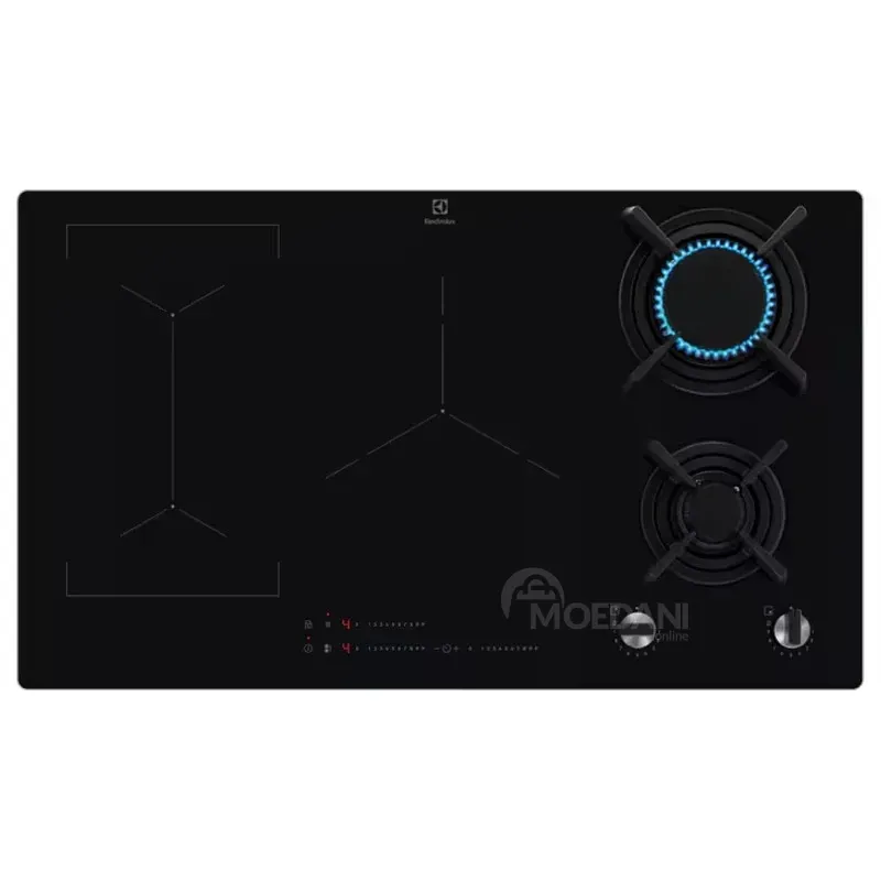 Встраиваемая комбинированная варочная панель Electrolux KDI951723K (2 индукционные + 2 газовые конфорки, 90 см, черная) Тбилиси - изображение 1