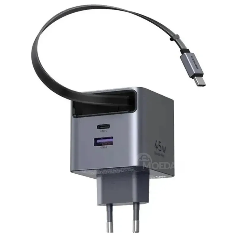 Mobile Fast Charger Ugreen X614 (65822) 45W GAN Type-C & USB with Foldable Cable Tbilisi - photo 1