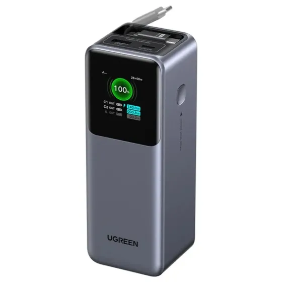 Портативное зарядное устройство Power Bank Ugreen PB726 Nexode 20000 мАч 165 Вт со встроенным кабелем Type-C. Тбилиси