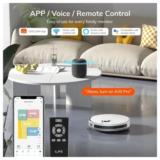 Რობოტი მტვერსასრუტი მშრალი და სველი წმენდით Ilife A30 PRO, 5000Pa, Lidar თბილისი