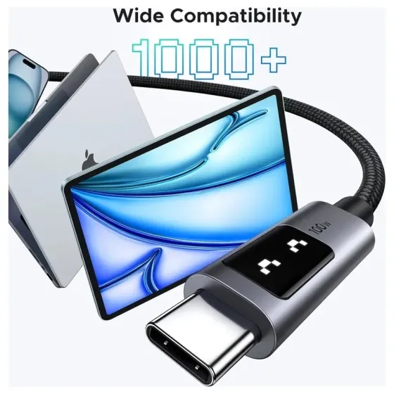 USB Cable Fast Charging Ugreen UNO L509 (35501) 100W Type-C TO Type-C 1m Black/Gray Tbilisi